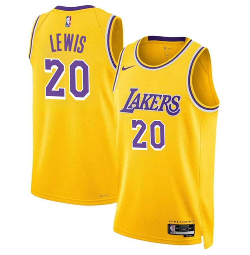 Men's Yellow Los Angeles Lakers #20 Maxwell Lewis 2024 Icon Edition Stitched Basketball Jersey